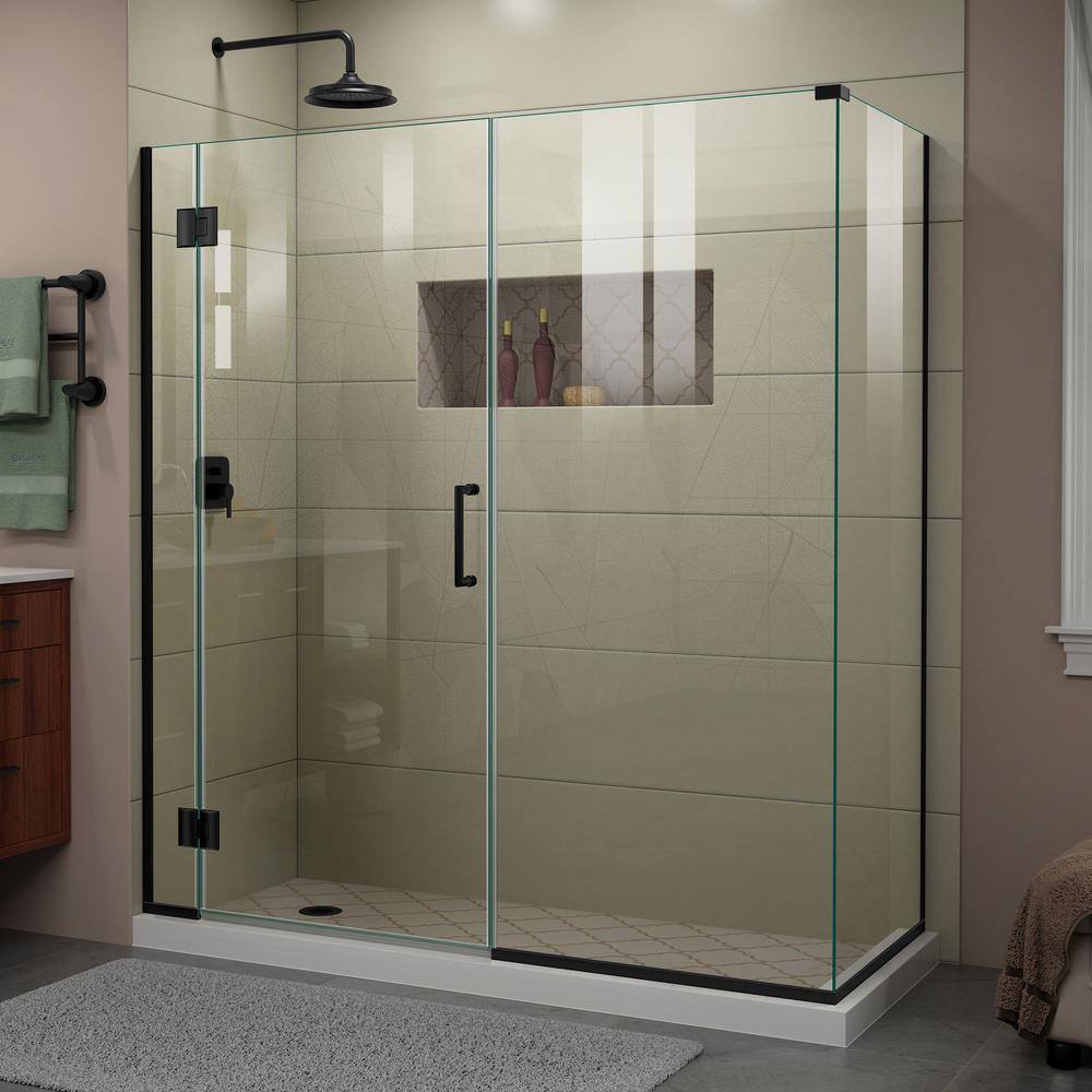 DreamLine Unidoor-X 64 1/2 in. W x 30 3/8 in. D x 72 in. H Frameless Hinged Shower Enclosure in Satin Black