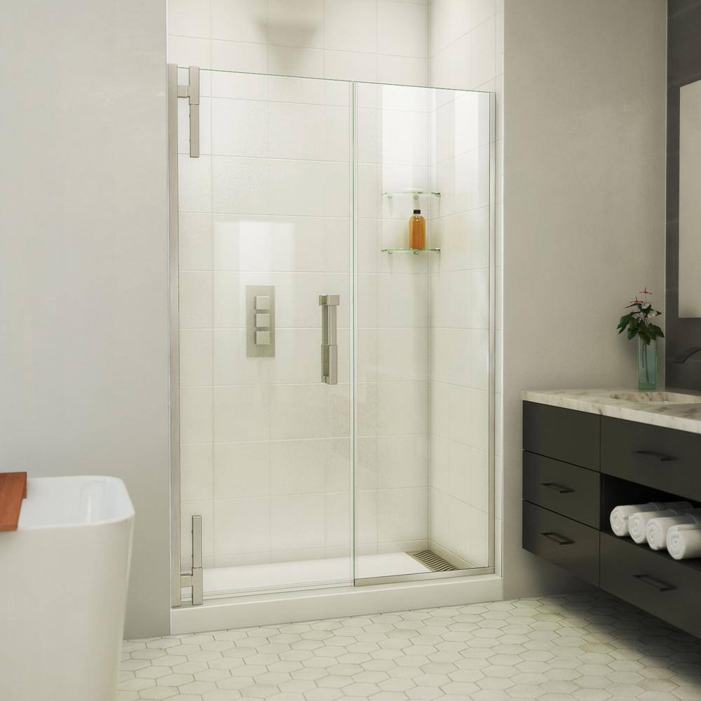 DreamLine Ascend 48-49 in. W x 72 in. H Frameless Pivot Shower Door in Brushed Nickel