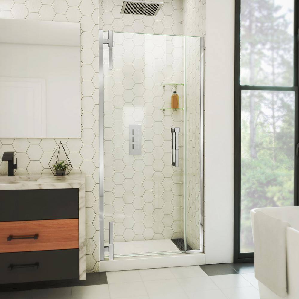 DreamLine Ascend 32-33 in. W x 72 in. H Frameless Pivot Shower Door in Chrome