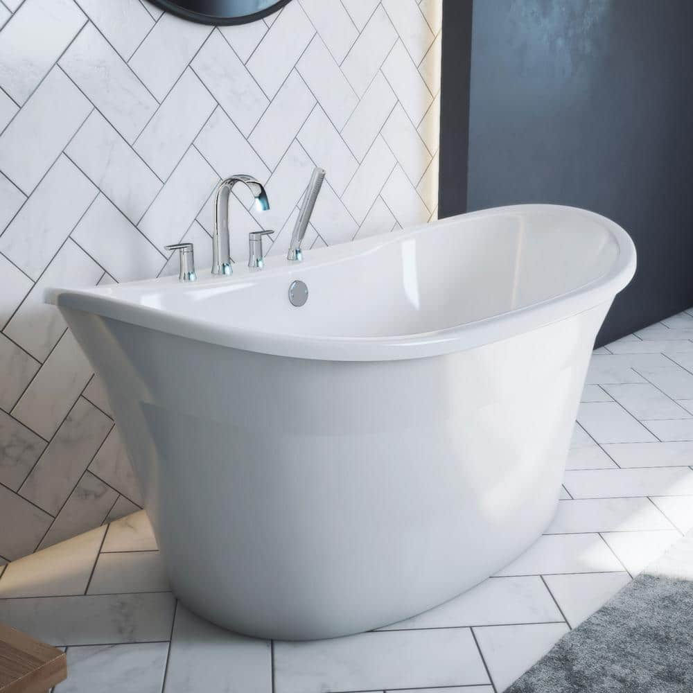 DreamLine Montego 60 in. W x 32 in. D Acrylic Freestanding Bathtub in White