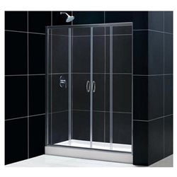 Visions 56 to 60" Frameless Sliding Shower Door, Clear 1/4" Glass Door, Chrome