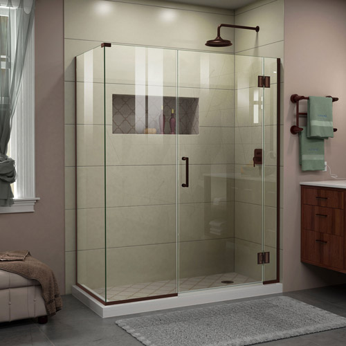 DreamLine Unidoor-X 51 1/2 in. W x 30 3/8 in. D x 72 in. H Frameless Hinged Shower Enclosure in Oil Rubbed Bronze