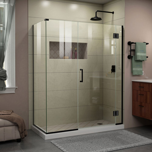 DreamLine Unidoor-X 51 1/2 in. W x 34 3/8 in. D x 72 in. H Frameless Hinged Shower Enclosure in Satin Black