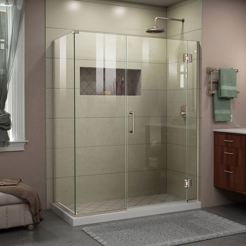 DreamLine Unidoor-X 52 in. W x 30 3/8 in. D x 72 in. H Frameless Hinged Shower Enclosure in Brushed Nickel