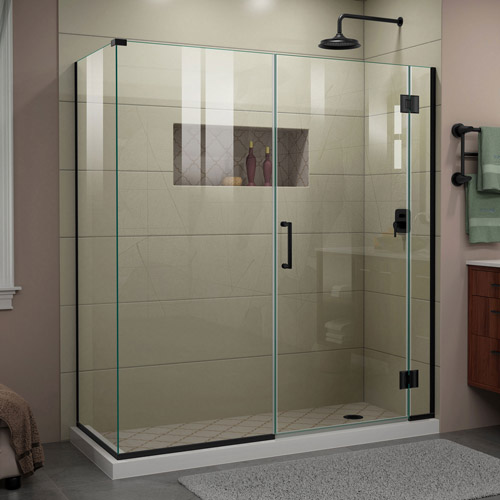 DreamLine Unidoor-X 63 1/2 in. W x 30 3/8 in. D x 72 in. H Frameless Hinged Shower Enclosure in Satin Black