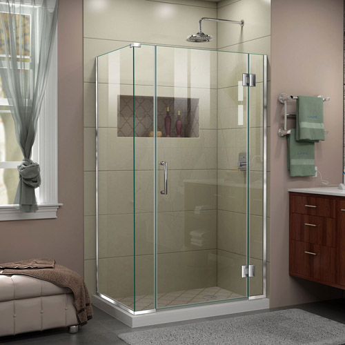 DreamLine Unidoor-X 40 1/2 in. W x 30 3/8 in. D x 72 in. H Frameless Hinged Shower Enclosure in Chrome