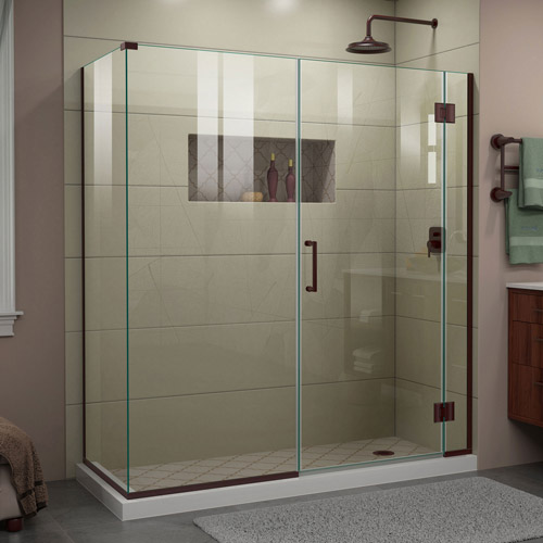 DreamLine Unidoor-X 64 in. W x 30 3/8 in. D x 72 in. H Frameless Hinged Shower Enclosure in Oil Rubbed Bronze