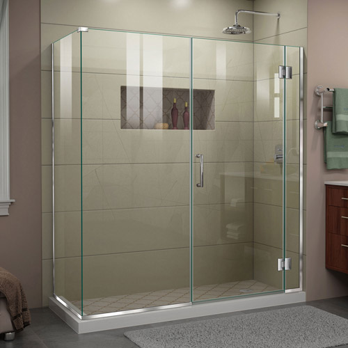 DreamLine Unidoor-X 64 1/2 in. W x 30 3/8 in. D x 72 in. H Frameless Hinged Shower Enclosure in Chrome