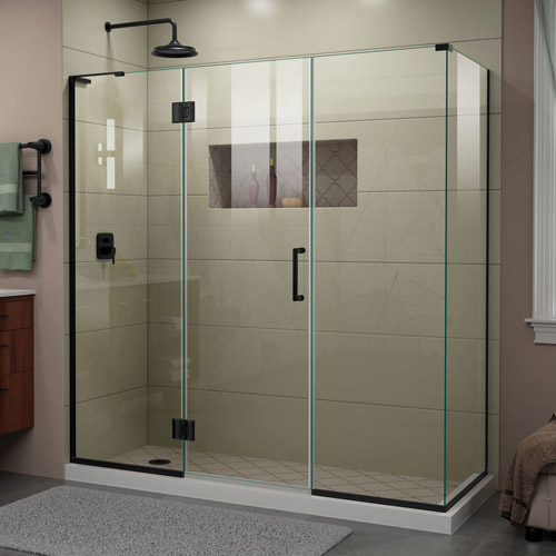 DreamLine Unidoor-X 69 1/2 in. W x 30 3/8 in. D x 72 in. H Frameless Hinged Shower Enclosure in Satin Black