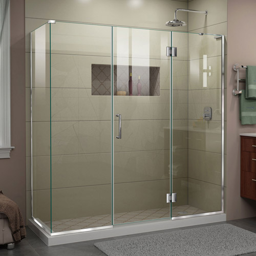 DreamLine Unidoor-X 69 1/2 in. W x 30 3/8 in. D x 72 in. H Frameless Hinged Shower Enclosure in Chrome