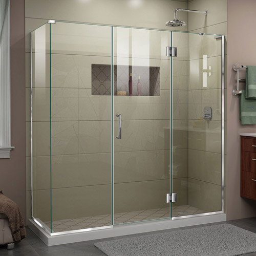 DreamLine Unidoor-X 69 1/2 in. W x 34 3/8 in. D x 72 in. H Frameless Hinged Shower Enclosure in Chrome