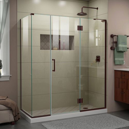 DreamLine Unidoor-X 63 1/2 in. W x 34 3/8 in. D x 72 in. H Frameless Hinged Shower Enclosure in Oil Rubbed Bronze