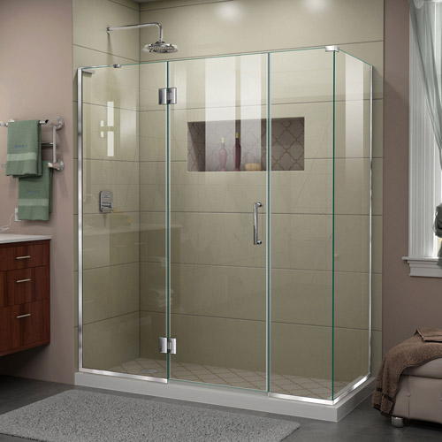 DreamLine Unidoor-X 64 in. W x 30 3/8 in. D x 72 in. H Frameless Hinged Shower Enclosure in Chrome