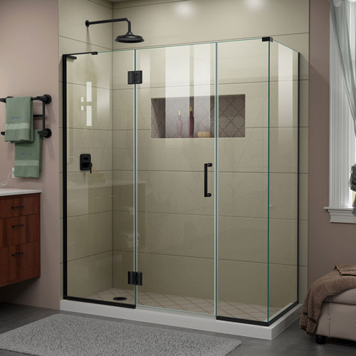 DreamLine Unidoor-X 64 in. W x 30 3/8 in. D x 72 in. H Frameless Hinged Shower Enclosure in Satin Black