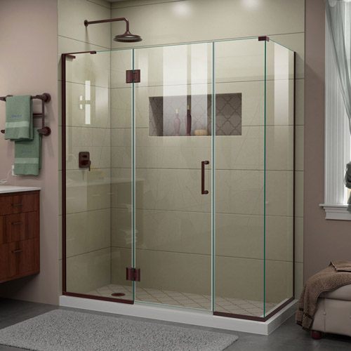 DreamLine Unidoor-X 64 in. W x 34 3/8 in. D x 72 in. H Frameless Hinged Shower Enclosure in Oil Rubbed Bronze