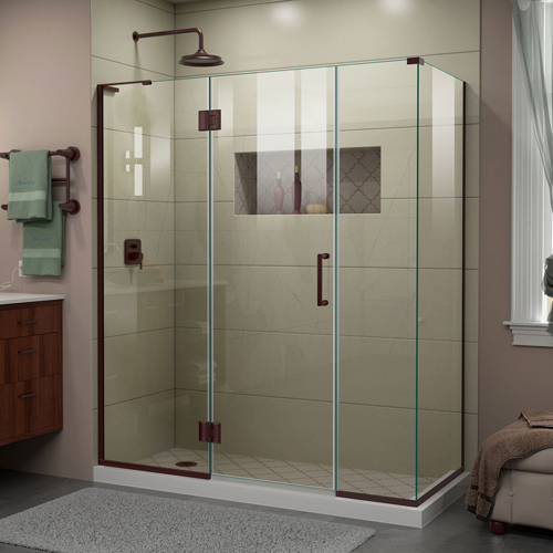 DreamLine Unidoor-X 64 1/2 in. W x 34 3/8 in. D x 72 in. H Frameless Hinged Shower Enclosure in Oil Rubbed Bronze