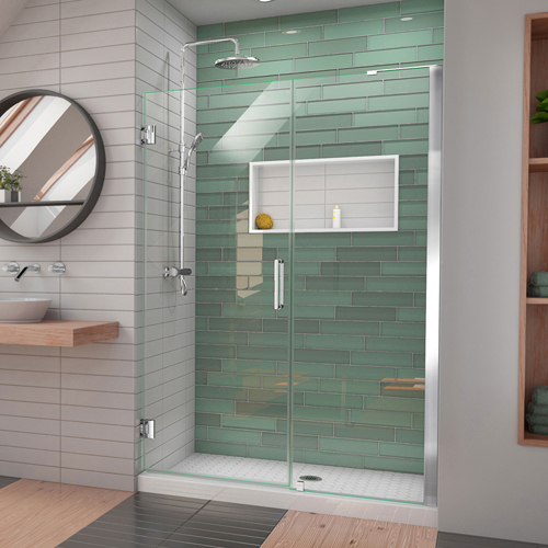 DreamLine Unidoor-LS 47-48 in. W x 72 in. H Frameless Hinged Shower Door in Chrome