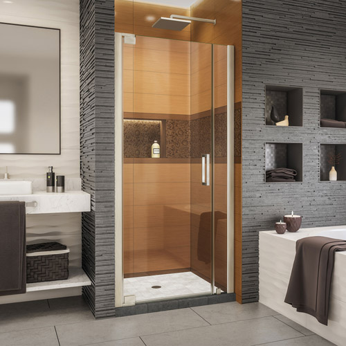 DreamLine Elegance-LS 29 1/4 - 31 1/4 in. W x 72 in. H Frameless Pivot Shower Door in Brushed Nickel