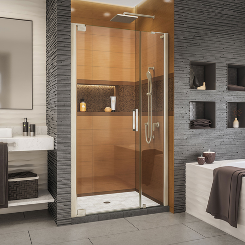 DreamLine Elegance-LS 35 1/4 - 37 1/4 in. W x 72 in. H Frameless Pivot Shower Door in Brushed Nickel