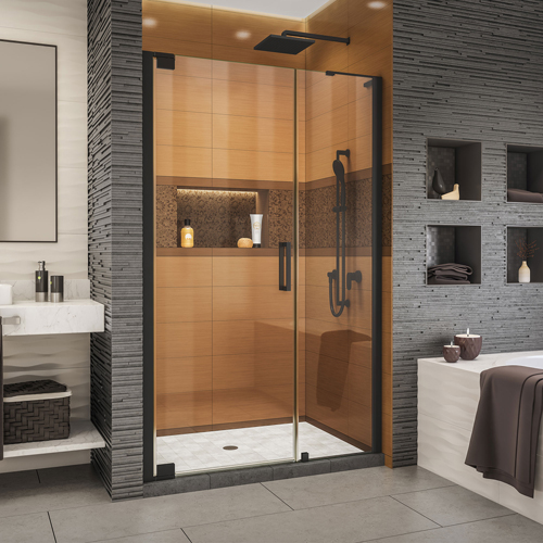 DreamLine Elegance-LS 41 1/4 - 43 1/4 in. W x 72 in. H Frameless Pivot Shower Door in Satin Black