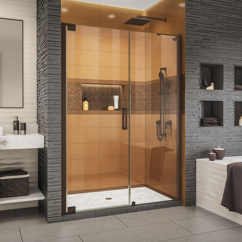 DreamLine Elegance-LS 47 1/4 - 49 1/4 in. W x 72 in. H Frameless Pivot Shower Door in Oil Rubbed Bronze