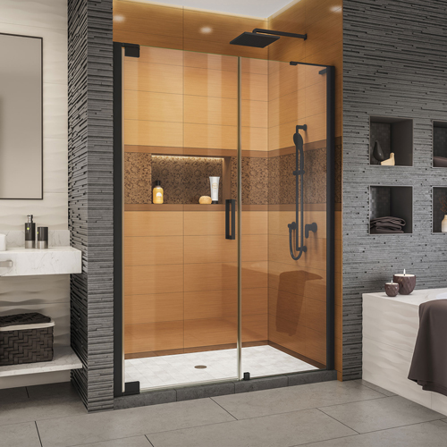 DreamLine Elegance-LS 47 1/4 - 49 1/4 in. W x 72 in. H Frameless Pivot Shower Door in Satin Black