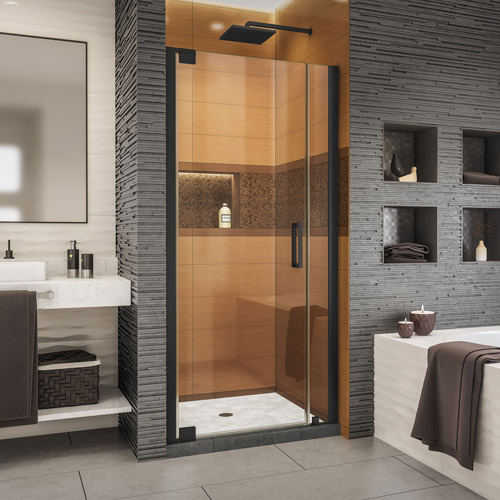 DreamLine Elegance-LS 31 - 33 in. W x 72 in. H Frameless Pivot Shower Door in Satin Black