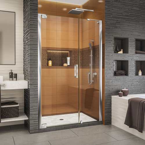 DreamLine Elegance-LS 43 - 45 in. W x 72 in. H Frameless Pivot Shower Door in Chrome