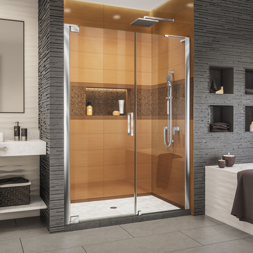 DreamLine Elegance-LS 49 - 51 in. W x 72 in. H Frameless Pivot Shower Door in Chrome