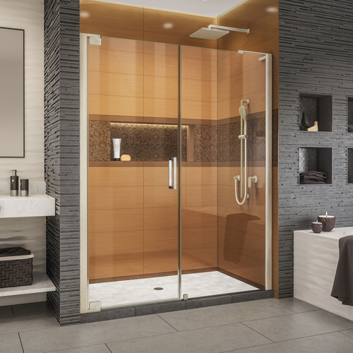 DreamLine Elegance-LS 55 - 57 in. W x 72 in. H Frameless Pivot Shower Door in Brushed Nickel