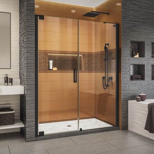 DreamLine Elegance-LS 56 3/4 - 58 3/4 in. W x 72 in. H Frameless Pivot Shower Door in Satin Black