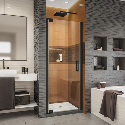 DreamLine Elegance-LS 34 - 36 in. W x 72 in. H Frameless Pivot Shower Door in Satin Black