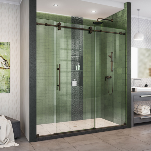 DreamLine Enigma-XO 68-72 in. W x 76 in. H Fully Frameless Sliding Shower Door in Oil Rubbed Bronze