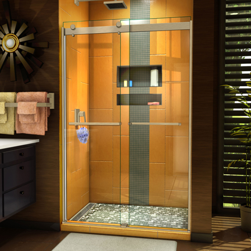 DreamLine Sapphire 44-48 in. W x 76 in. H Semi-Frameless Bypass Shower Door in Brushed Nickel