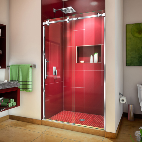 DreamLine Enigma Sky 44-48 in. W x 76 in. H Frameless Sliding Shower Door in Polished Stainless Steel