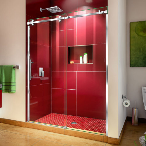 DreamLine Enigma Sky 56-60 in. W x 76 in. H Frameless Sliding Shower Door in Polished Stainless Steel