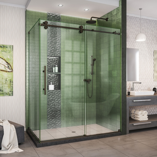 DreamLine Enigma-XO 32 1/2 in. D x 50-54 in. W x 76 in. H Frameless Shower Enclosure in Oil Rubbed Bronze Stainless Steel