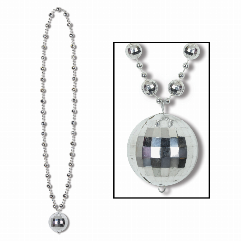 Beads with Medallion -  36"70'sDisco Ball Beads with Disco Ball