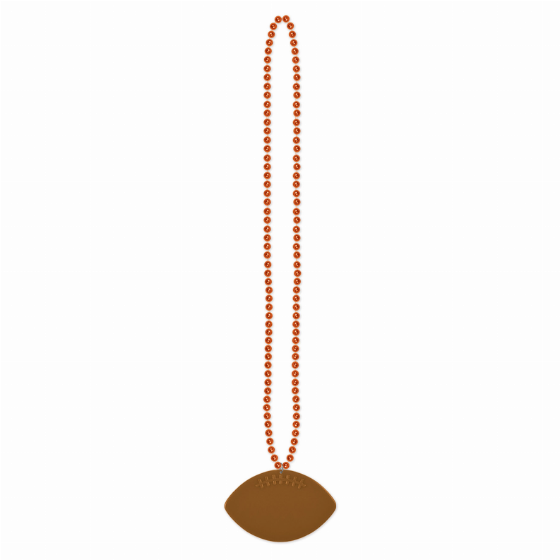 Beads with Medallion -  33"FootballBeads with  Football in Orange