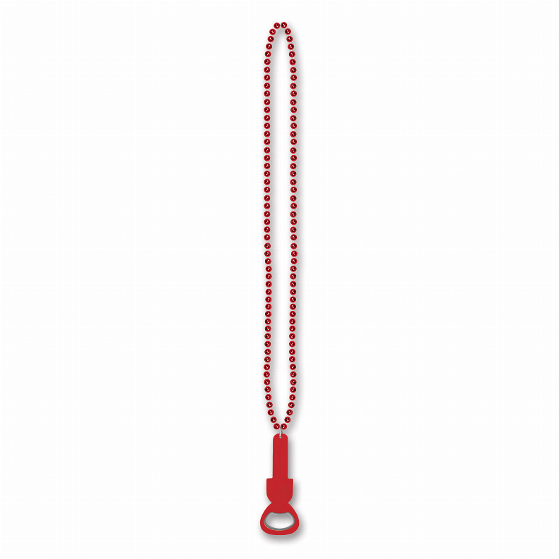 Beads with Medallion -  36"General OccasionBeads with Bottle Opener in Red