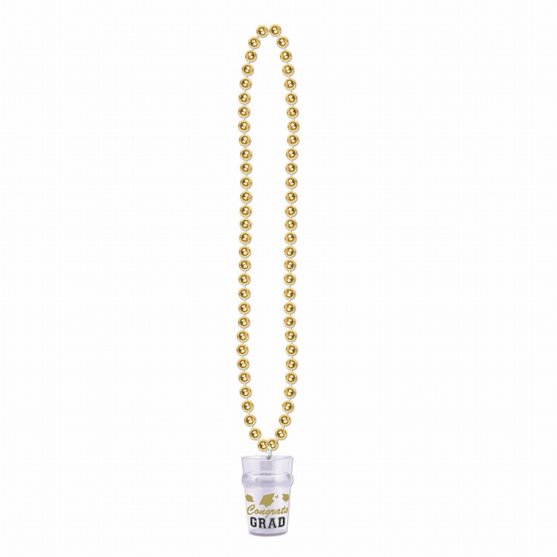 Beads with Medallion -  33"GraduationBeads with Grad Glass in Gold