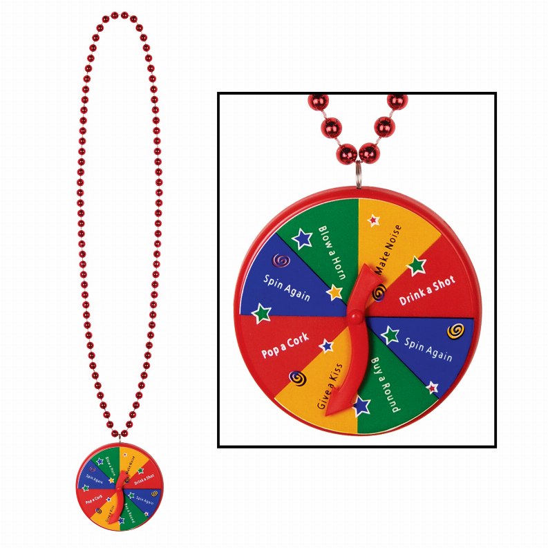 Beads with Medallion -  40"New YearsBeads with New Year Spinner