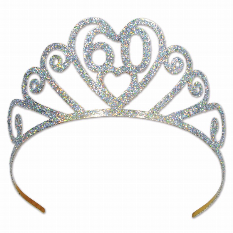 Glittered Metal Tiara  - Birthday-Age Specific Glittered Metal 60 Tiara