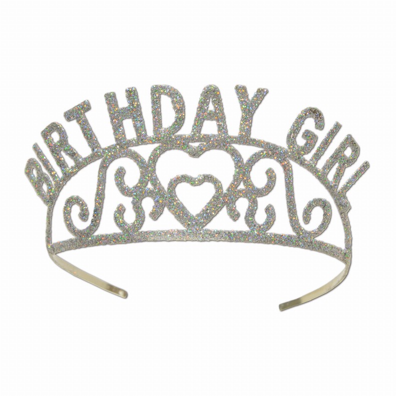 Glittered Metal Tiara  - Birthday Glittered Metal Birthday Girl Tiara