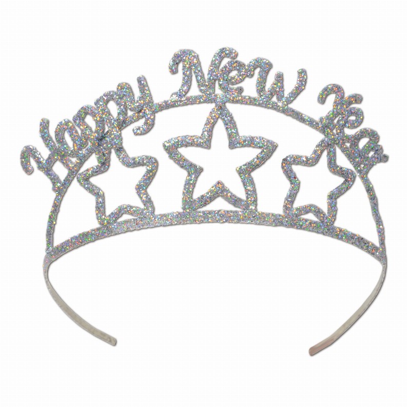 Glittered Metal Tiara  - New Years Glittered Metal Happy New Year Tiara