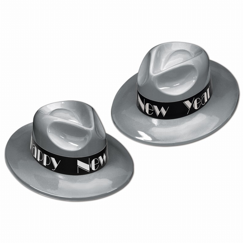 Plastic Party Supplies & Props  - New Years Silver Swing Fedora