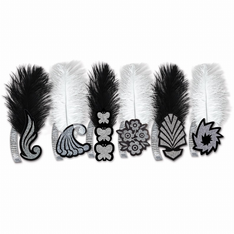 Plumed - New Years Black & White Roaring 20's Tiaras