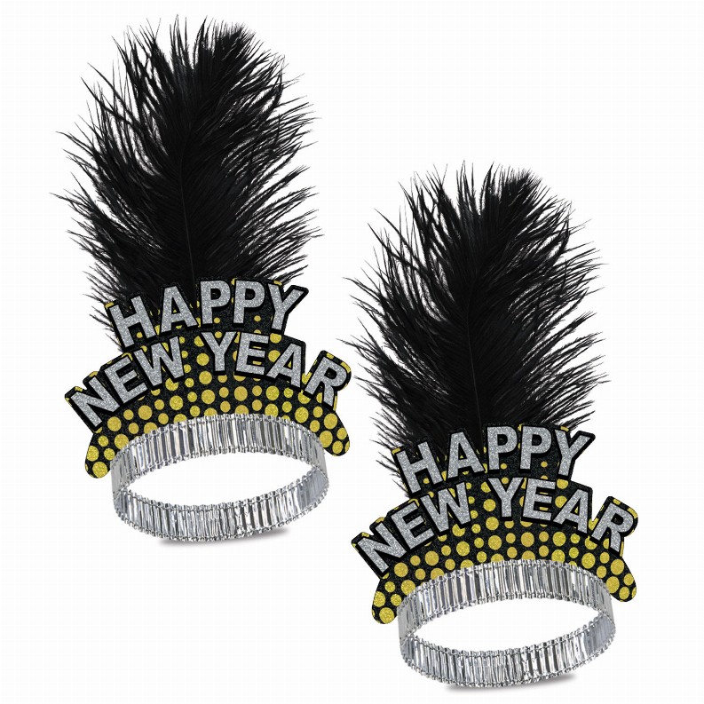 Plumed - New Years Silver & Gold Cheers To The NY Tiara