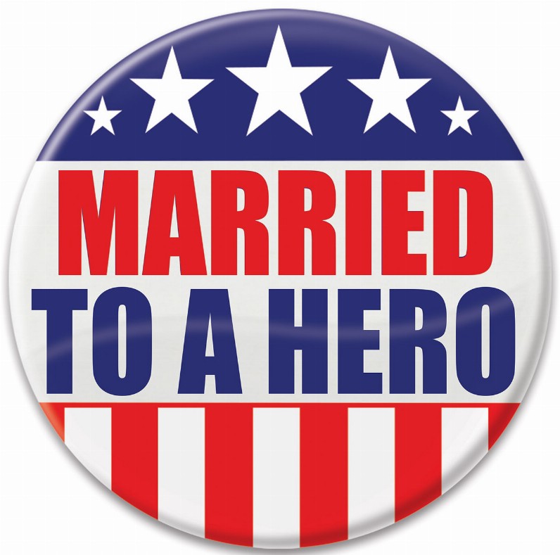 Printed Buttons - Married To A Hero Button