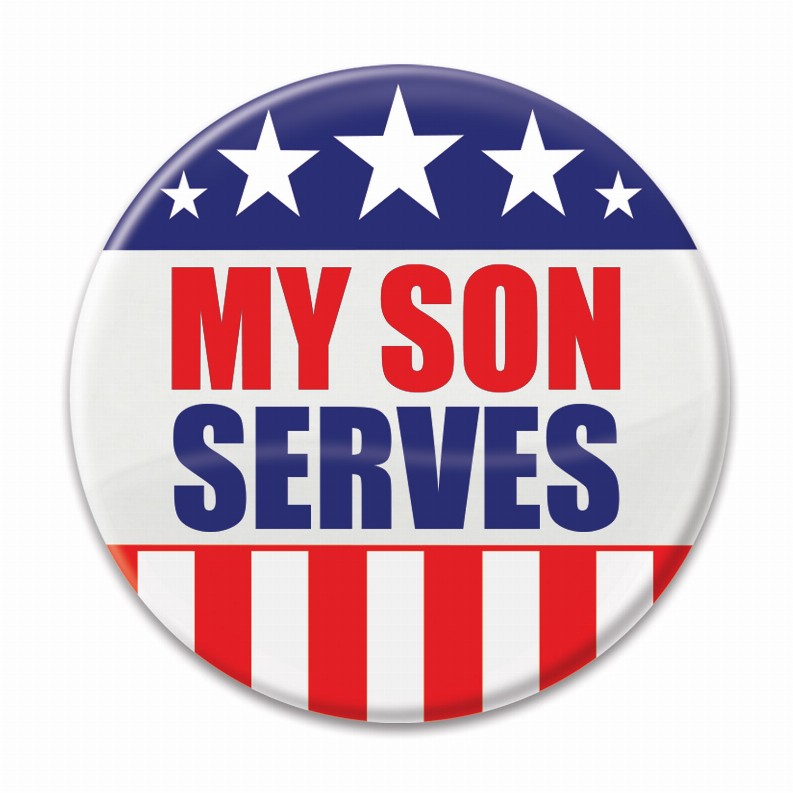 Printed Buttons - My Son Serves Button